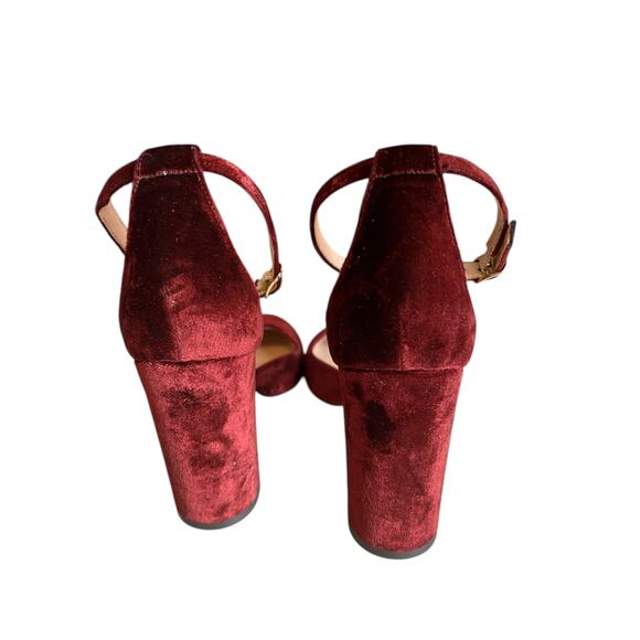 J Crew Masie Italian Made Velvet Mary Jane Block Heels Burgundy 6.5 - Picture 6 of 9
